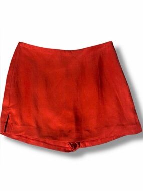 Express Vibrant Red/Orange Side Zip Closure Women's Mini Skort with Side Slits